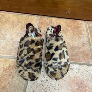 CHENGHE FAUX FUR ANIMAL PRINT SLING BACK SLIPPER